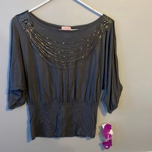 NWT b sharp brand pull over top with chain embellishment